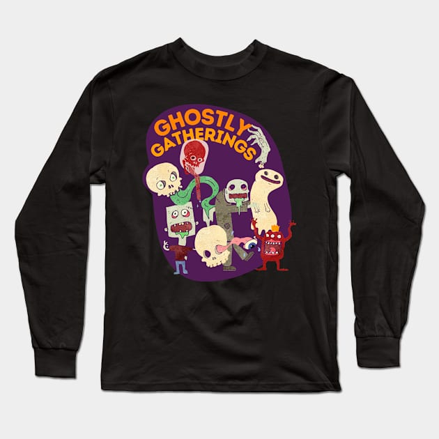 Halloween Ghostly Gatherings Long Sleeve T-Shirt by 45 Creative Club